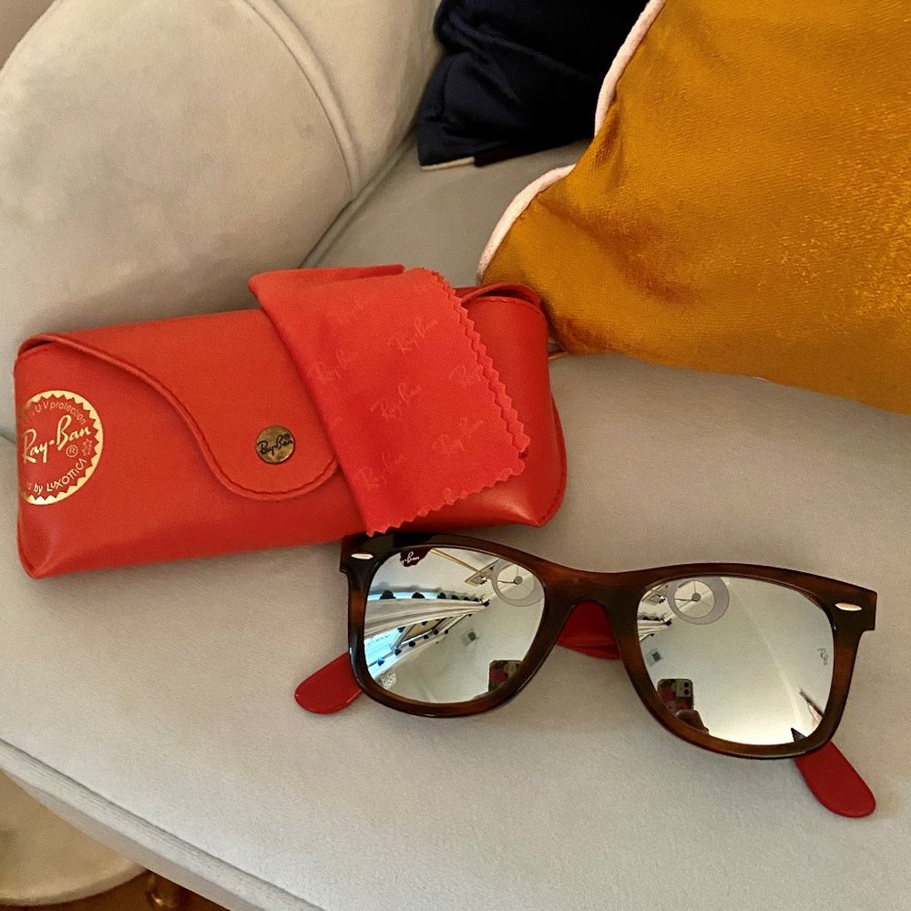 Ray-Ban RB2140 Tortoise Silver Flash Wayfarer Sunglasses NWOT